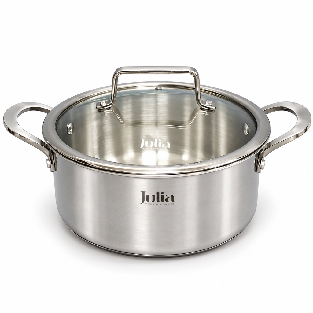 JULIA STEEL TEC CASSEROLE WITH LID STAINLESS STEEL 22CM