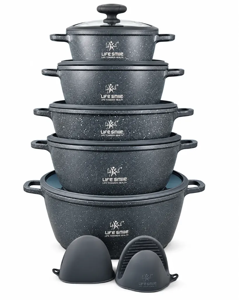 LIFE SMILE 10PCS COOKWARE SET BLUE