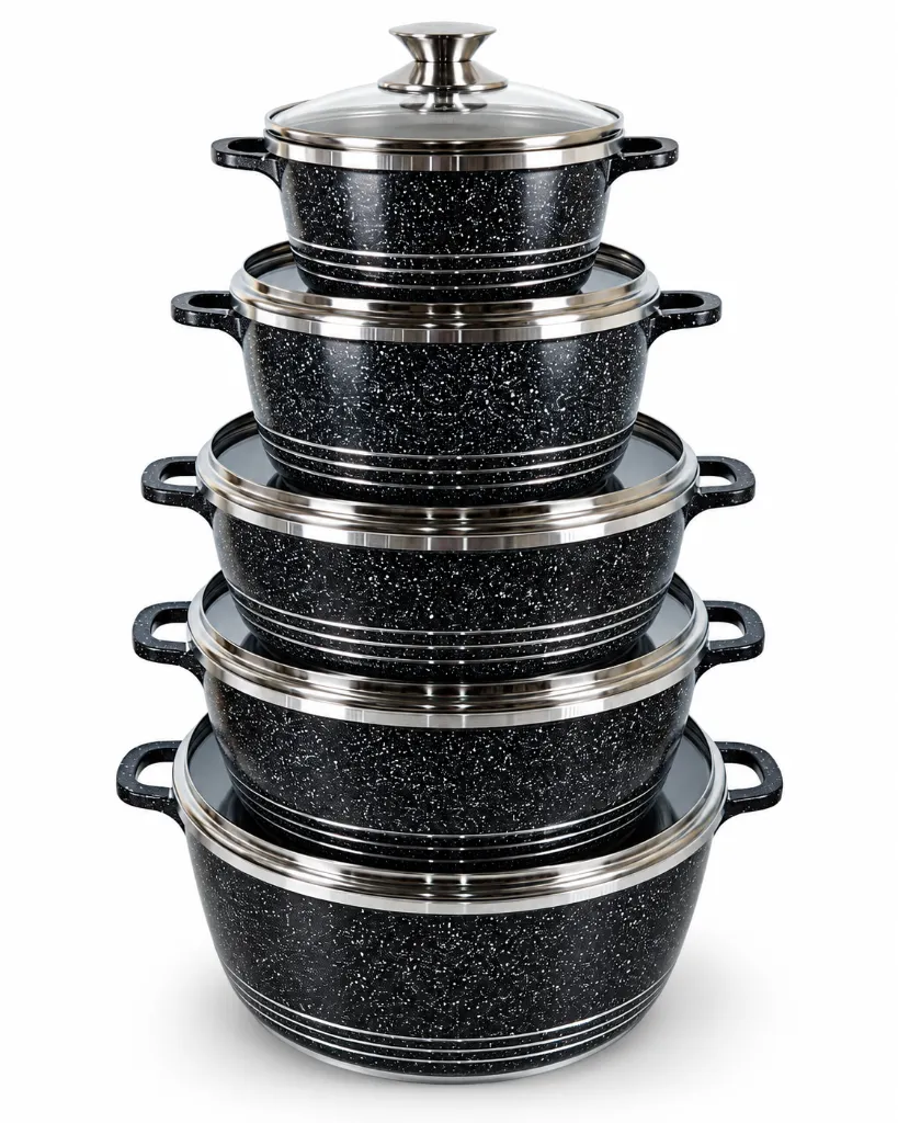 LIFE SMILE 10PCS COOKWARE SET BLACK