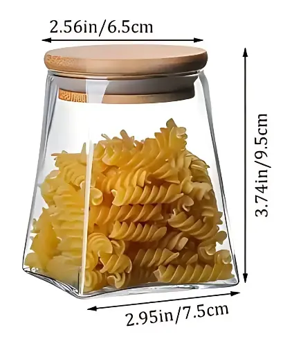[YUN-GLA17215] GLASS CANISTER W/WOOD LID 9x15cm