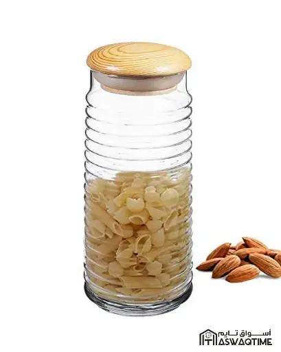 [PSB-43183] PASABAHCE BABYLON STORAGE JAR WITH WOODEN LID 1550 ML 1PCS