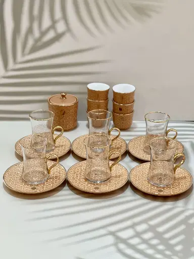 [OTN-ET2185] OTANTIK ROSETTI – 6 CUPS 6 SAUCERS 6 ARABIC COFFEE CUPS AND SUGER POT