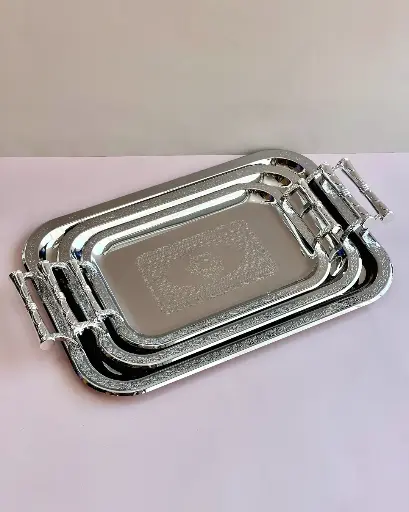 [GER- GER3673] GERMAX SILVER TRAY 3PCS SETS