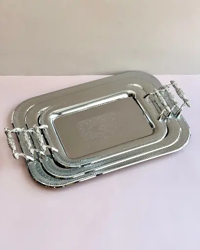 [GER-GER6817] GERMAX  FULL SILVER TRAY 3 PCS SET
