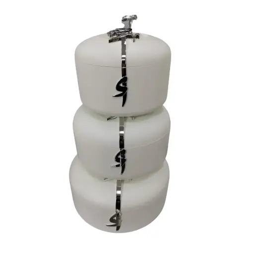 [OTN-HJ1376] FOOD WARMER SET FROM LIQAA - PEARL WHITE+SILVER