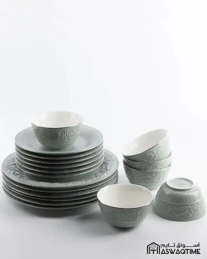 [OTN-ET2780] OTANTIK DINNER SET 18PCS FROM JIWAR – LIGHT GREEN & SILVER