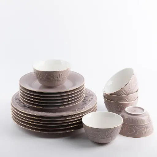 [OTN-ET2781] OTANTIK DINNER SET 18PCS FROM JIWAR – PURPLE & GOLD