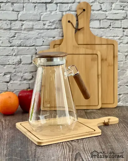 [GH771] GLASS JUG WITH WOODEN HANDLE 
