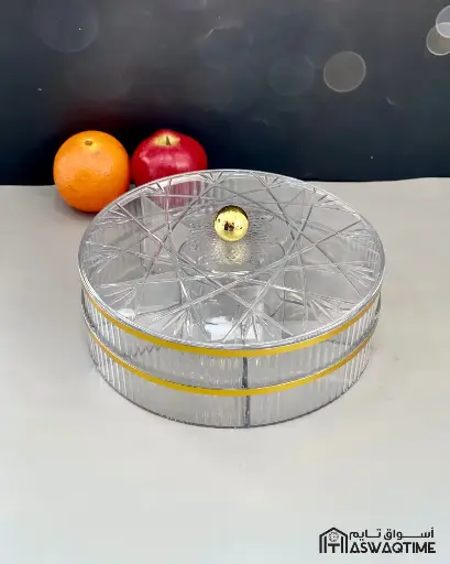 [SJ-MX2483] ROUND MIX NUTS 12 COMPARTMENTS 2 LAYERS SERVING TRAY WITH LID