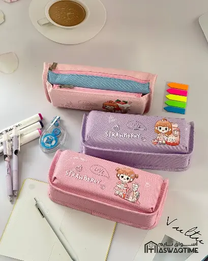 [FL-LLBW-6631 ] STRAWBERRY 2 ZIBBER PENCIL CASE