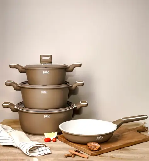 [JUL- JU1046 ] ELITE-PROF COOKWARE SET 7 PIECES BROWN/BEIGE 