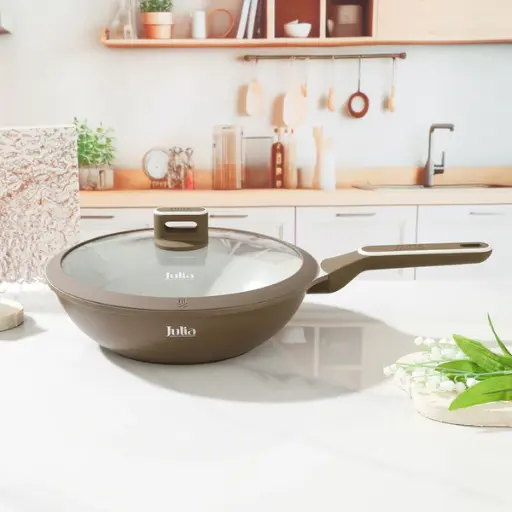 [JUL-JU1193 ] ELITE-PROF WOK PAN WITH LID 28CM BROWN 