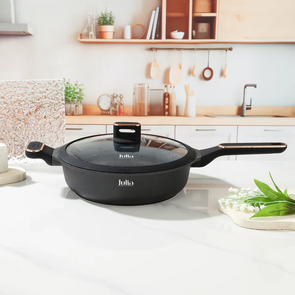 [JUL-JU1194 ] ELITE-PRO PLUS DEEP FRYPAN WITH LID 28CM-BLACK 