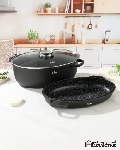 [JUL-JU1197 ] ELITE-PRO PLUS OVAL ROASTER WITH LID 3PCS 39CM-BLACK 
