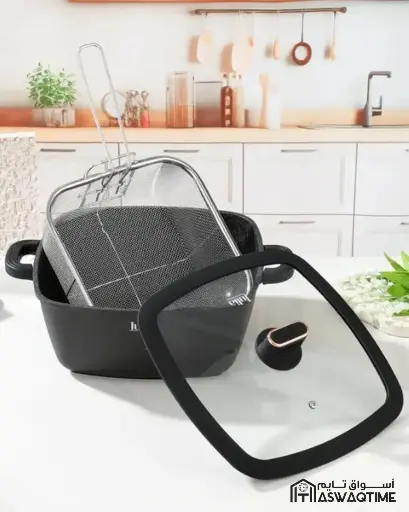 [JUL-JU1216 ] ELITE-PRO PLUS SQUARE CASSEROLE WITH LID 28CM-BLACK 