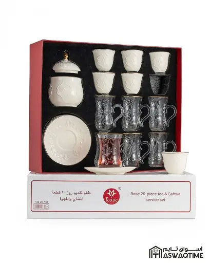 [ROS-83001] ROSE 20 PCS TEA & GAHWA  SERVICE SET                        CR-624-20-A01