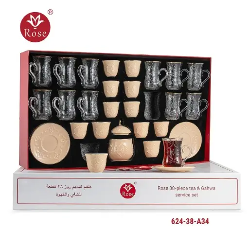 [ROS-83030] ROSE 38PCS TEA AND GAHWA SERVICE SET CR-624-38-A34
