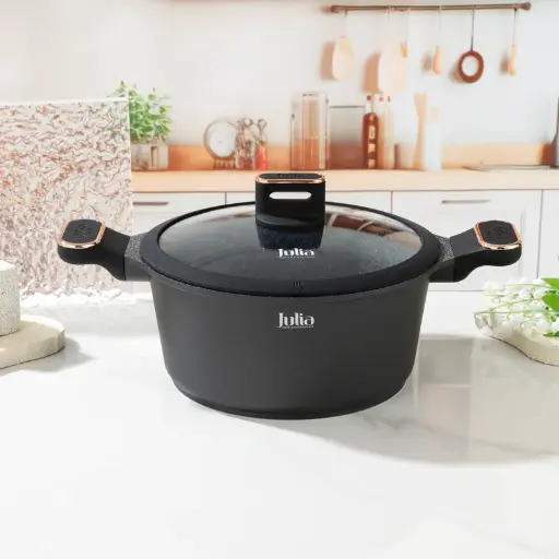[JU1023 ] JULIA ELITE-PRO PLUS CASSEROLE WITH LID 20CM-BLACK 