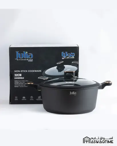 [JU1026 ] JULIA ELITE-PRO PLUS CASSEROLE WITH LID 32CM-BLACK 